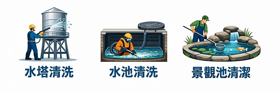 水塔清洗流程完整說明｜水池清洗・景觀池清潔｜台北・新北・桃園專業服務