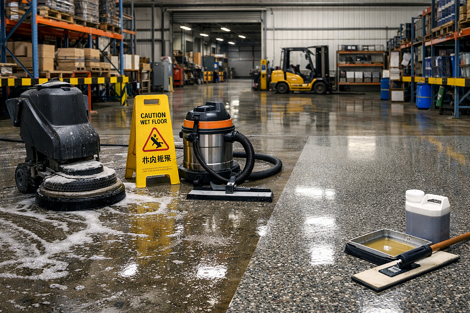 廠房倉儲磨石子地板清洗打蠟