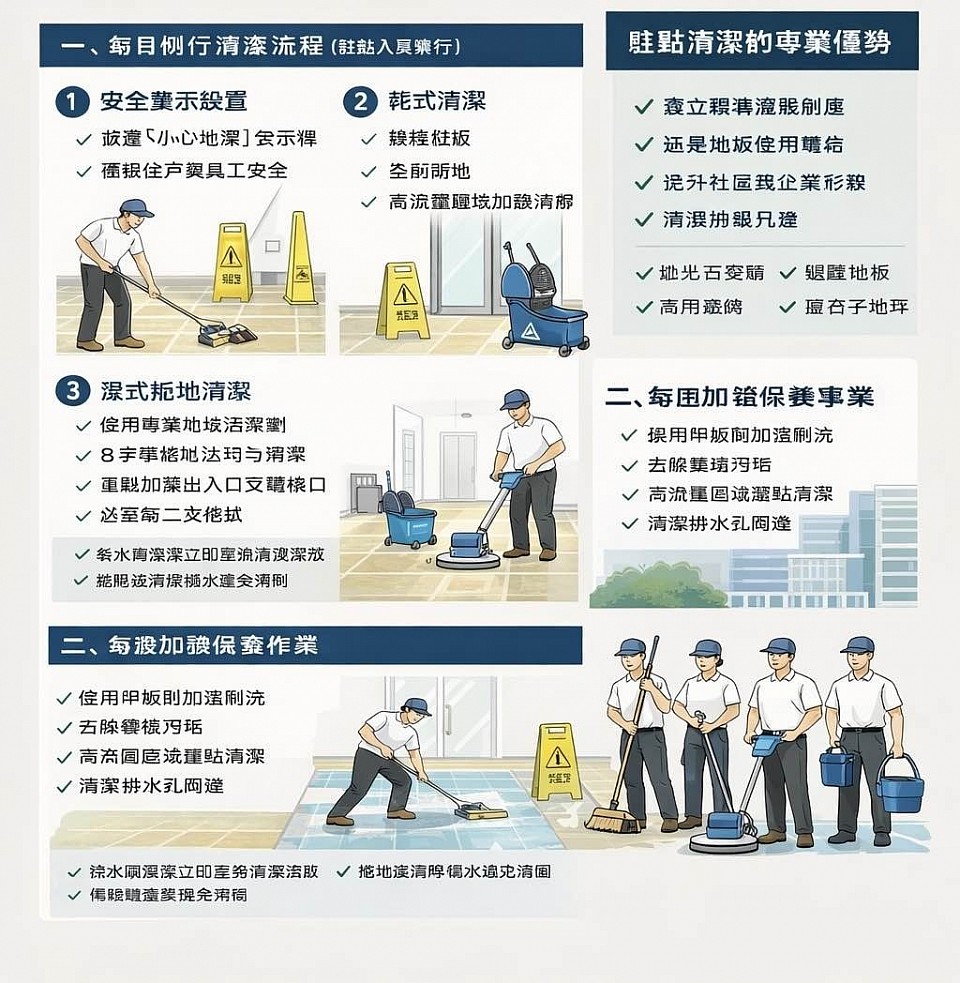 社區／辦公室駐點地板清潔標準作業流程