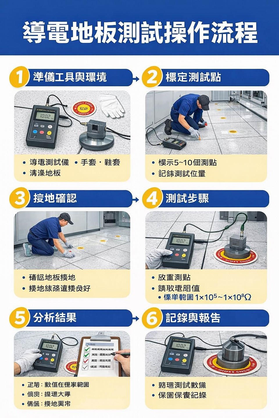 靜電地板測試操作流程