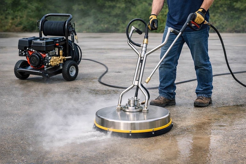 高壓旋轉盤清洗去除戶外青苔與髒污