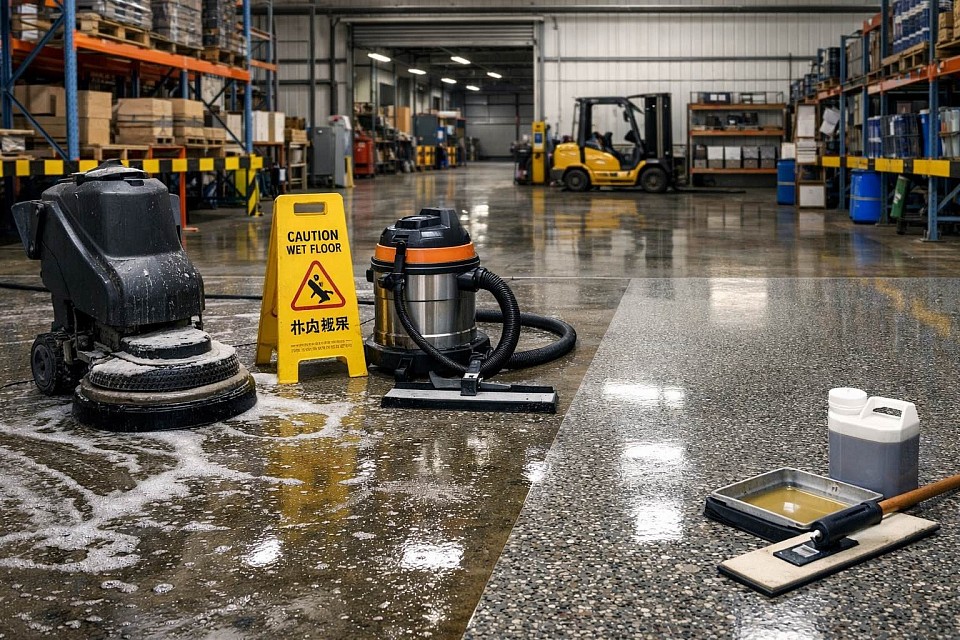 廠房倉儲磨石子地板清洗打蠟